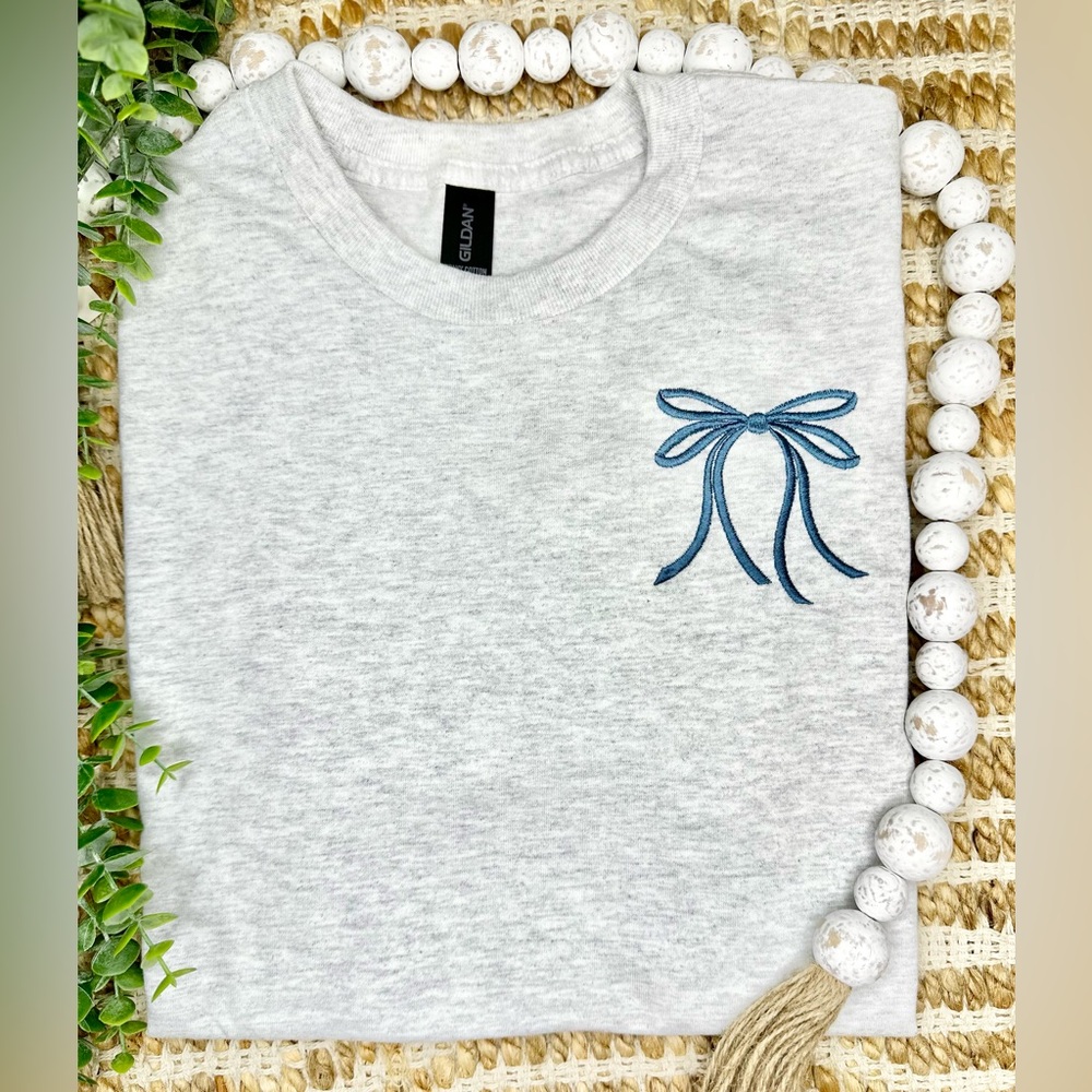 New Women's Embroidered Bow T-Shirt | Size Medium | Coquette | Gift